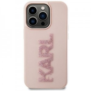 Karl Lagerfeld 3D Rubber Glitter Logo θήκη για iPhone 15 Pro Max - pink